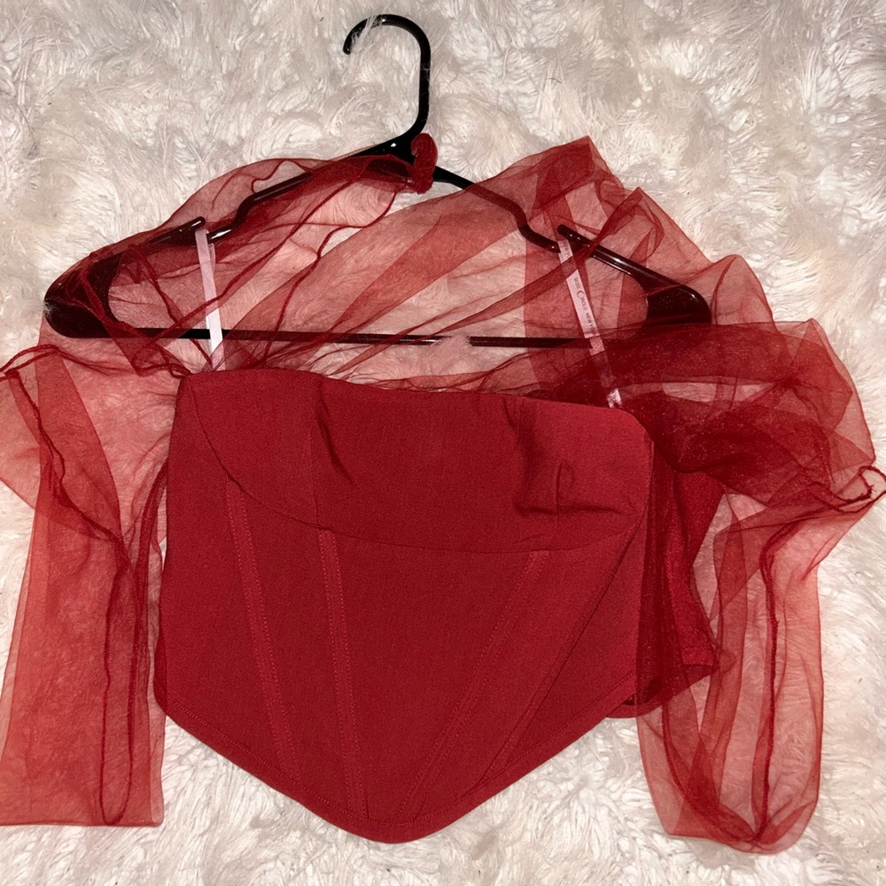 Mesh Corset size M (fits like a small) in Burgundy.